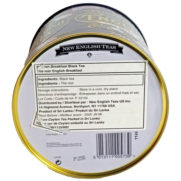 English Tea Tin Navy Blue Victorian Style Round Large Decorative Storage Empty - Picture 6 of 7